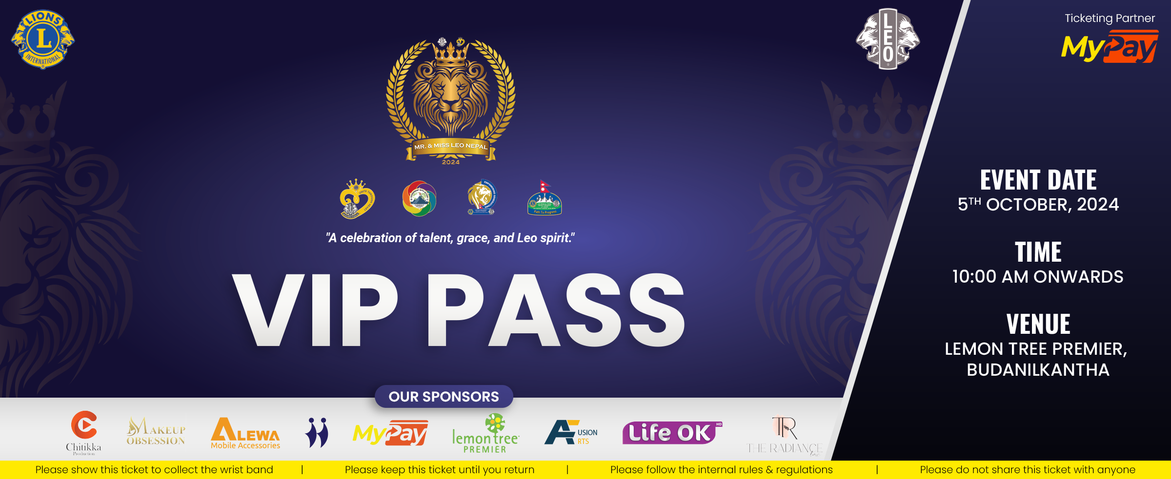 Ticket of Mr and Miss Leo Nepal 2024.